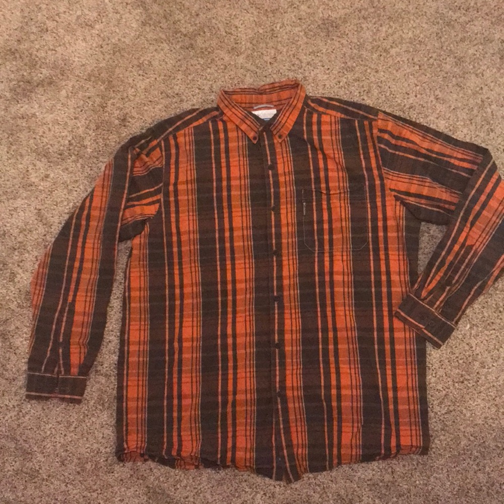 Men’s Orange and Brown button up